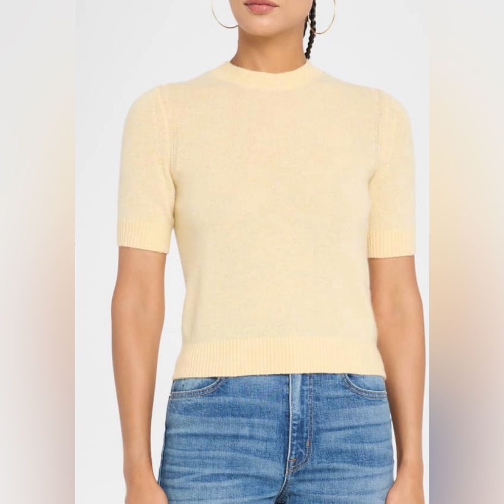 Guest in Residence Short Sleeve Crewneck Cashmere Sweater in Butter size XS